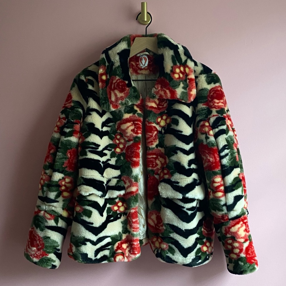 Shrimps Zio Faux Fur Coat, Tiger Rose, UK 6, US 2 - Picture 2 of 16